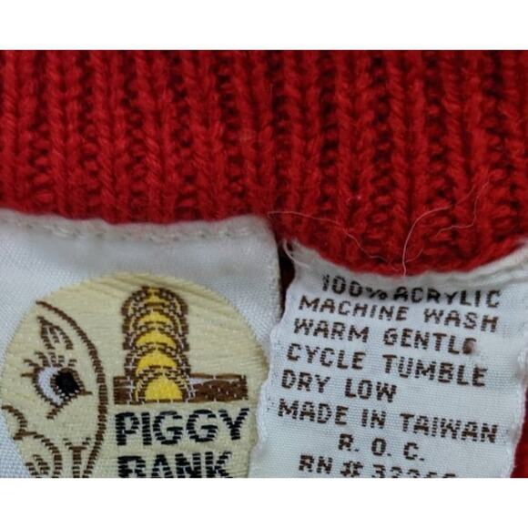 Vintage Piggy Bank Red Bow Sweater Sz 12-18m - Picture 3 of 3